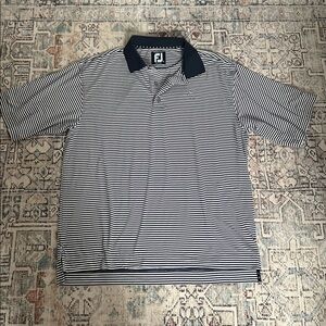 Men's FootJoy Golf Blue Striped Polo Shirt Size large